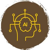 Artificial Intelligence Line Circle Yellow Icon vector