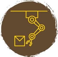 Industrial Robot Line Circle Yellow Icon vector