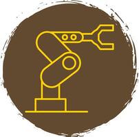 Industrial Robot Line Circle Yellow Icon vector