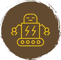 Robot Line Circle Yellow Icon vector