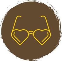 Heart Glasses Line Circle Yellow Icon vector