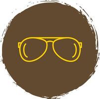 Sun Glasses Line Circle Yellow Icon vector