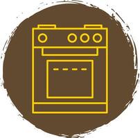 Electric Stove Line Circle Yellow Icon vector