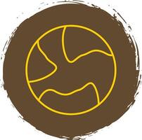 Earth Line Circle Yellow Icon vector