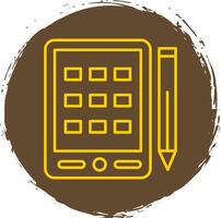 Drawing Tablet Line Circle Yellow Icon vector