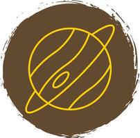 Planet Line Circle Yellow Icon vector