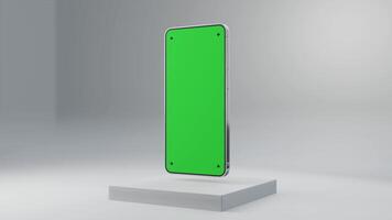 smartphone modello animazione con verde schermo e marcatori per tracciamento, 3d interpretazione video