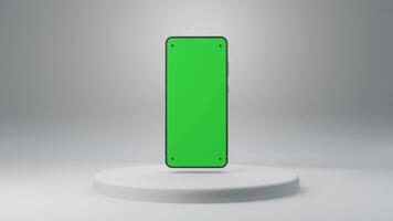 smartphone modello animazione con verde schermo e marcatori per tracciamento, 3d interpretazione video