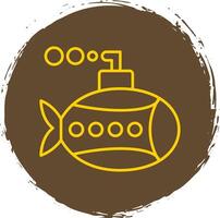 submarino línea circulo amarillo icono vector