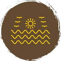 Sea Water Line Circle Yellow Icon vector