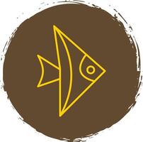 pescado línea circulo amarillo icono vector