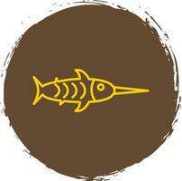 Narwhal Line Circle Yellow Icon vector