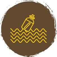 Message In A Bottle Line Circle Yellow Icon vector