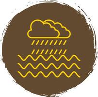 Rain Line Circle Yellow Icon vector