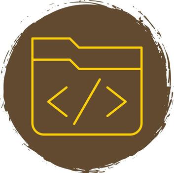 Coding Line Circle Yellow Icon vector