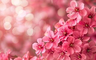AI generated Bright pink cherry tree flowers on a white isolated background close up photo