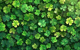 AI generated Vector background clover leaves, St. Patrick's Day photo