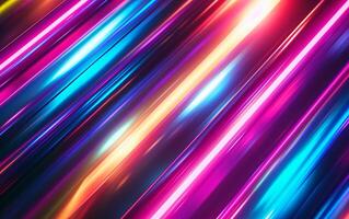 AI generated Prismatic chromatic holographic aesthetic neon lights lines blur texture background photo