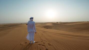 homem dentro a deserto desfrutando a vento do liberdade video