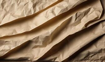 AI generated Old crumpled dark brown paper, paper vintage texture background photo