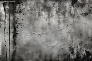 AI generated Abstract black and white aged grunge texture background, dark and light scratches, rough gray stained surface, gray dirty, copy space stock photo