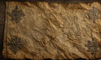 AI generated Old brown paper Vintage texture background with stains photo