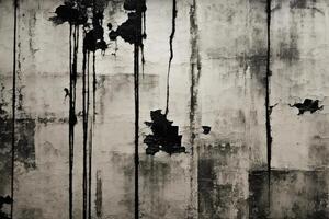 AI generated Abstract black and white aged grunge texture background, dark and light scratches, rough gray stained surface, gray dirty, copy space stock photo