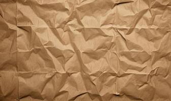 AI generated Old crumpled dark brown paper, paper vintage texture background photo