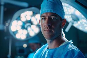 AI generated Confident Surgeon in Operating Room Ready for Surgery photo