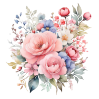 AI generated Premium quality Watercolor Floral Flower Bouquet Design png