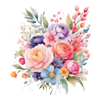 AI generated Premium quality Watercolor Floral Flower Bouquet Design png