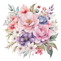 AI generated Premium quality Watercolor Floral Flower Bouquet Design png