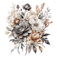 AI generated Premium quality Watercolor Floral Flower Bouquet Design png