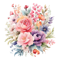 AI generated Premium quality Watercolor Floral Flower Bouquet Design png
