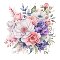 ai generiert Prämie Qualität Aquarell Blumen- Blume Strauß Design png