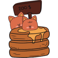 The illustration of a caramel pancakes png