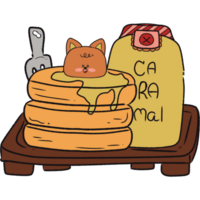 The illustration of a caramel pancakes png