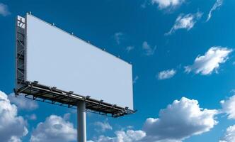 AI generated Billboard standing under clear blue sky, branding marketing photo