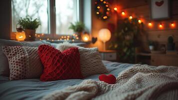 AI generated interior of a bedroom photo