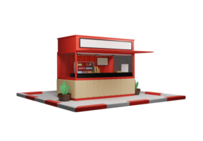 3d render street kiosk illustration with white space for poster or banner. Isolated on transparent background png