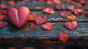 ai generado rojo corazón conformado hojas foto