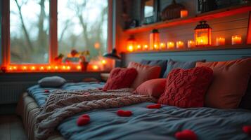 AI generated interior of a bedroom photo
