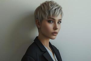 AI generated Short hair business girl with suit jacket photo