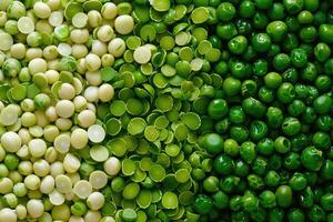 AI generated Mixed peas for soup background and texture. Top view. photo