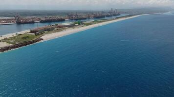 Cargo ship moored in the harbor video