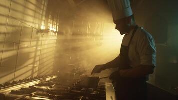 Head Chef preparing a meal at early morning video