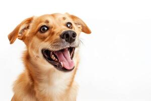 AI generated a happy dog , isolated on white background photo