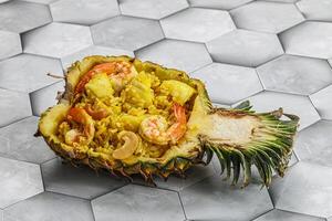 Thai cuisine - rice with prawn in pineapple photo