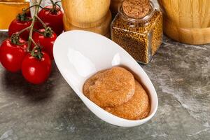 Cod fish roe snack in the bowl photo