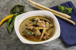tailandés verde curry sopa con albahaca foto